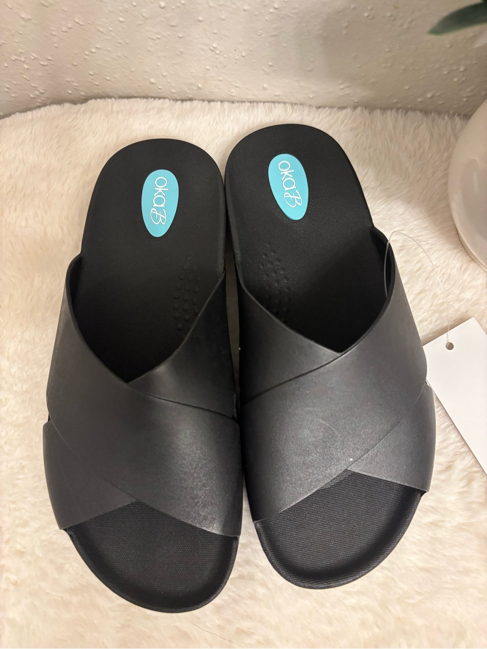 OKA b. Black Crossover Slide Mules